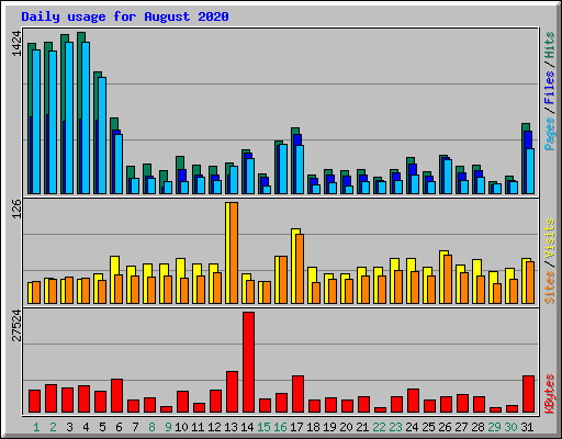 Daily usage for August 2020