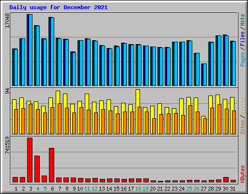 Daily usage for December 2021