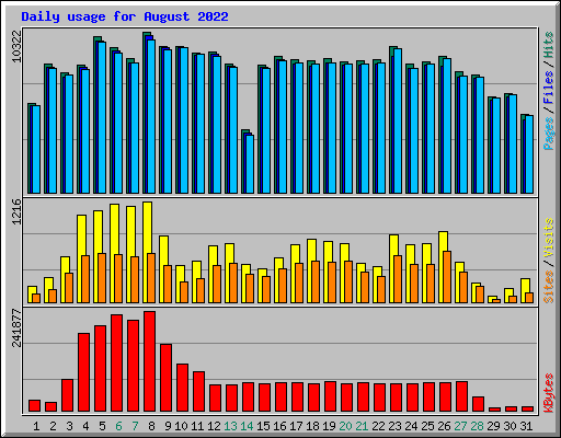 Daily usage for August 2022